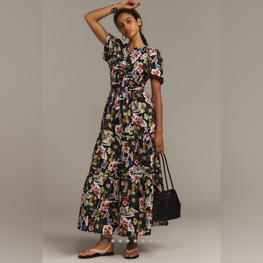 Anthropologie Black Floral Maxi Dress - Picture 6 of 6
